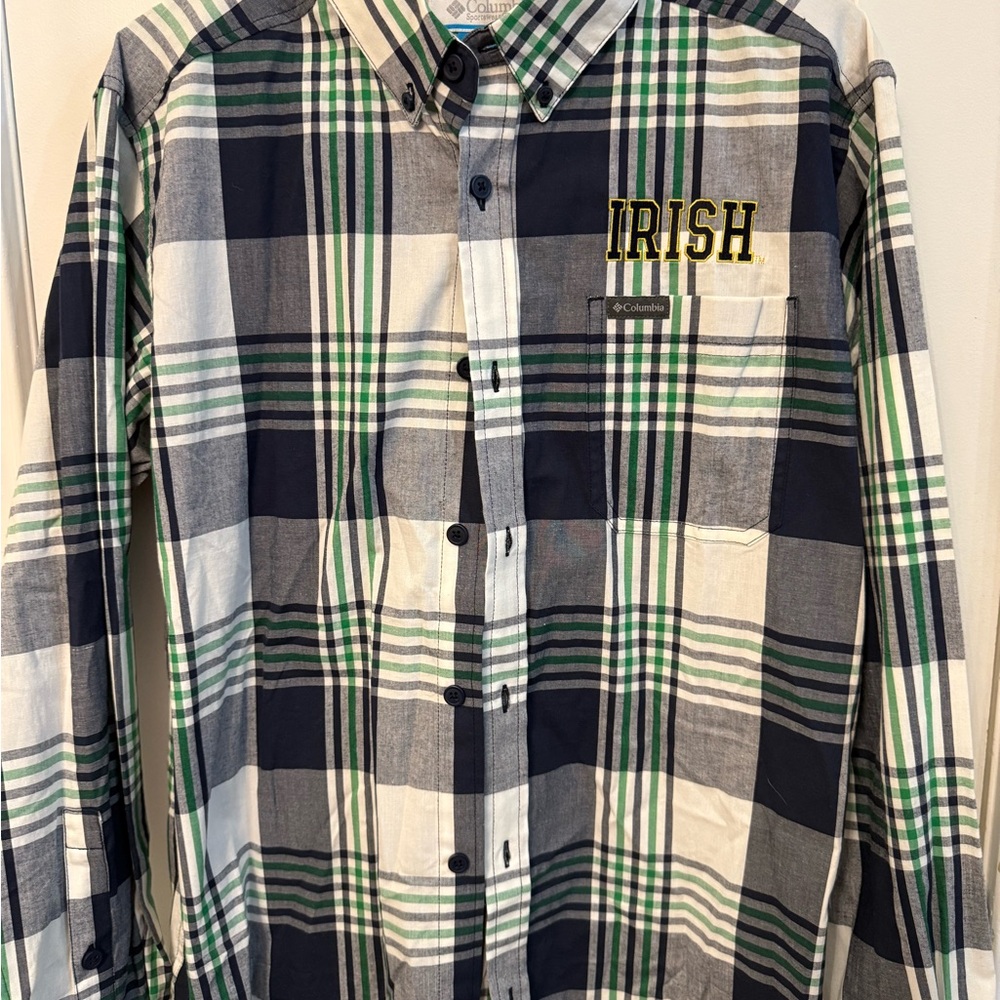 Columbia Men's Irish Plaid Shirt - Navy and Green